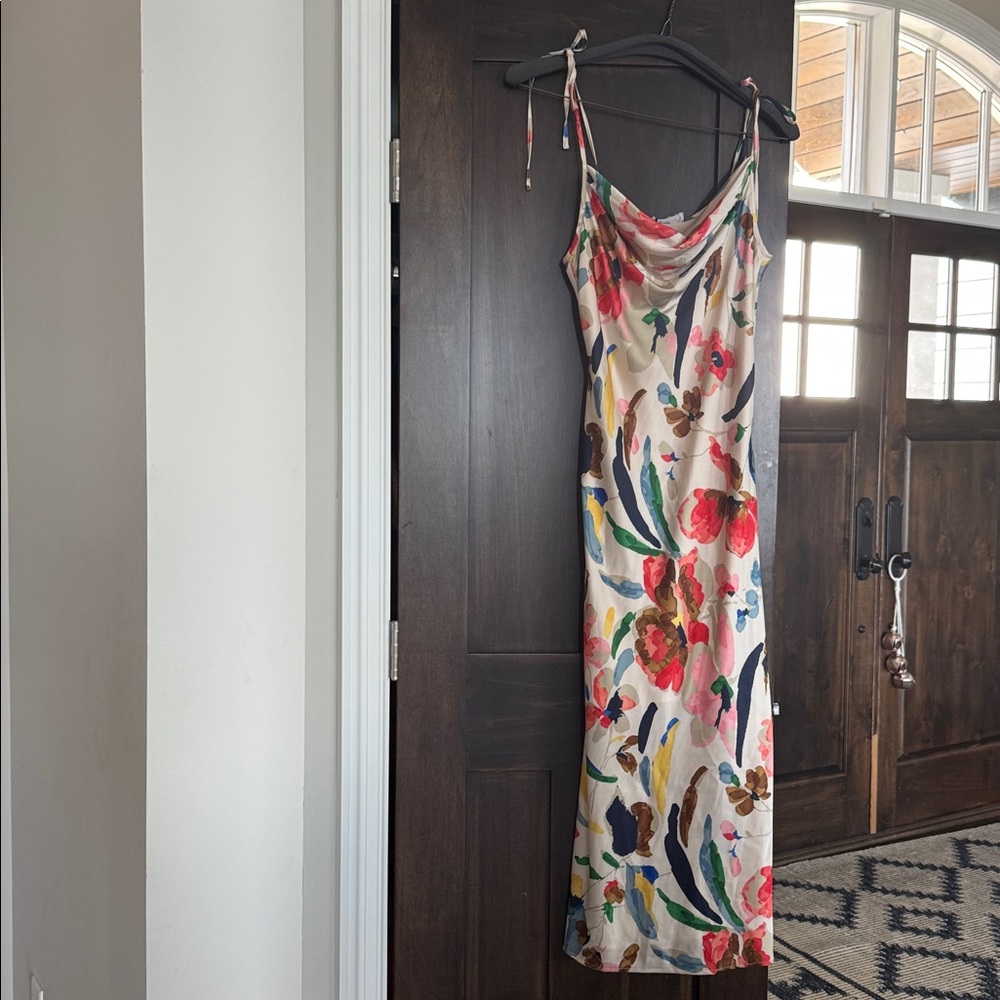 NWT THML Floral print tie strap dress sz M
